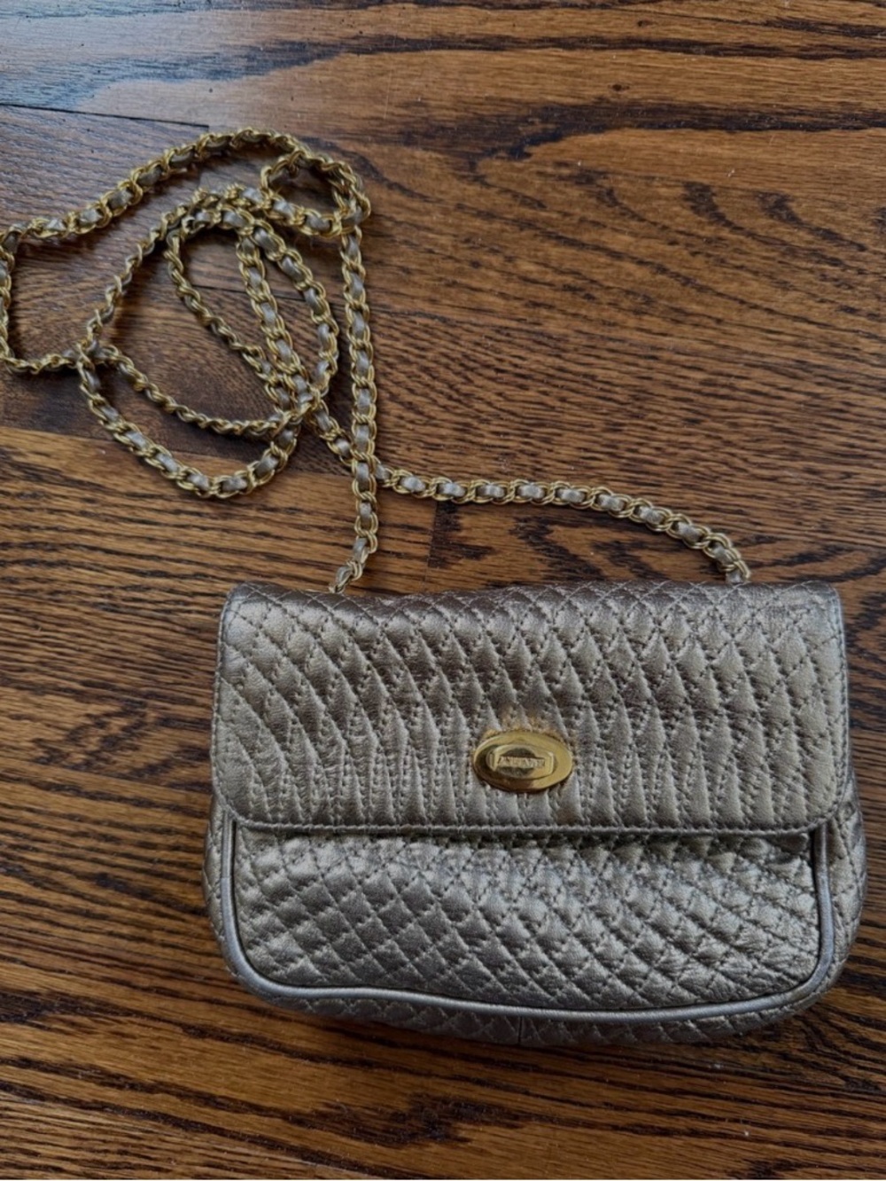 Quilted Metallic Crossbody Bag - Gold